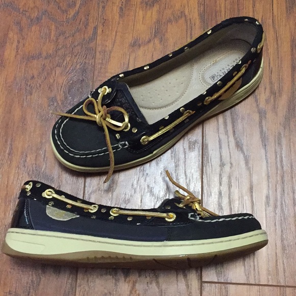 Sperry Shoes - Sperry boat shoes women's size 6.5 navy polka dot